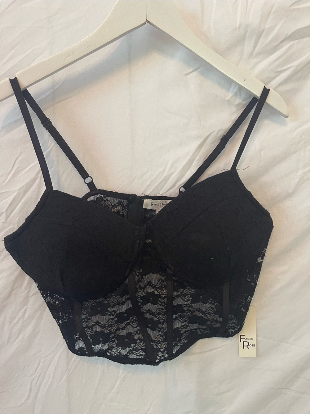 Black Lace Longline Bralette- XL